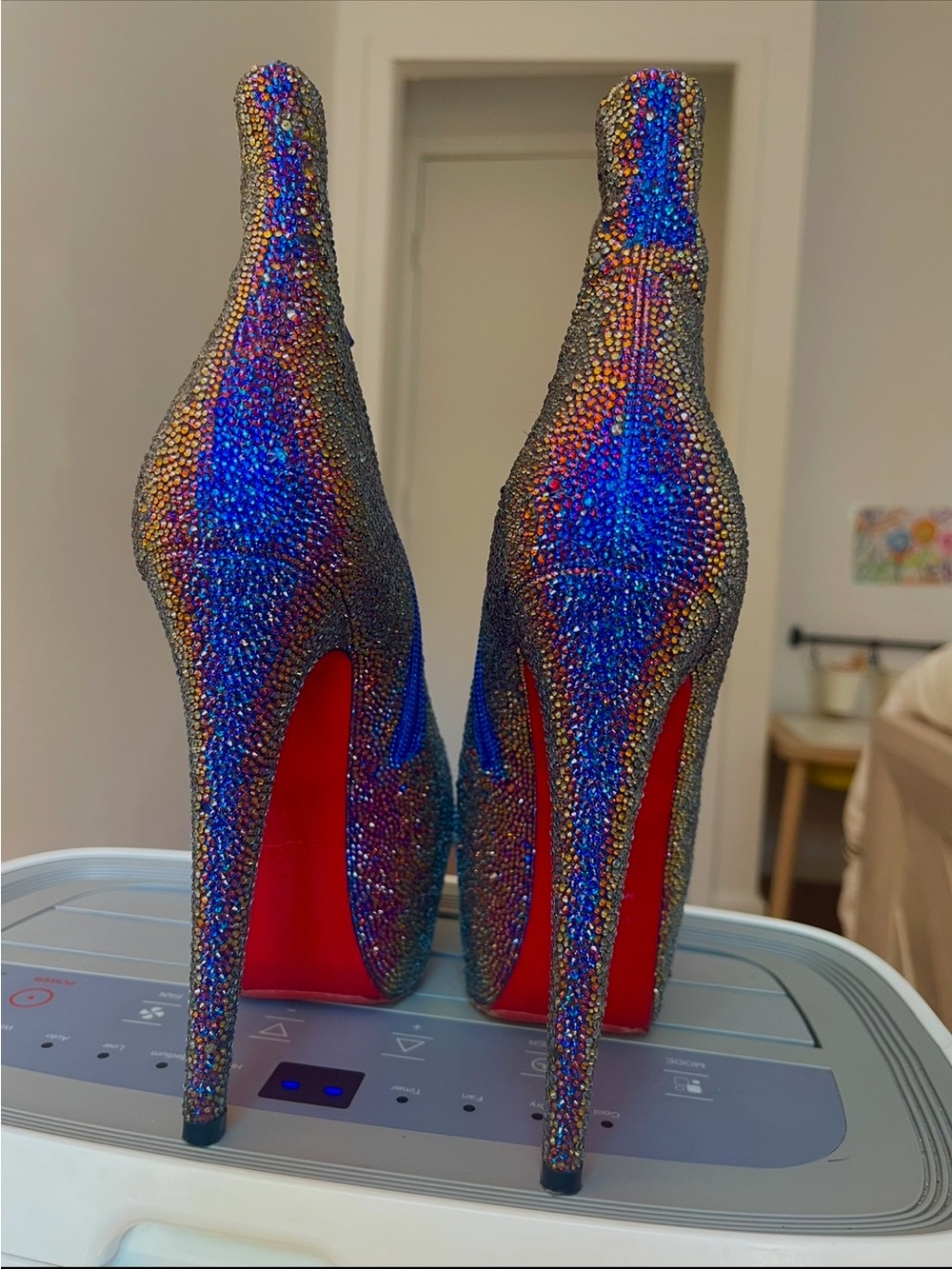 Christian Louboutin Iridescent Blue Crystal Platform Ankle Boots - Picture 4 of 16